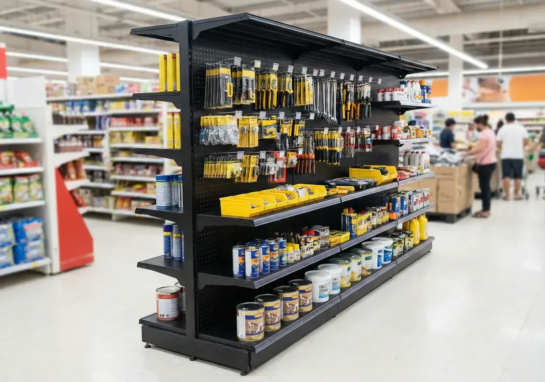 Black Metal Pegboard Shelving