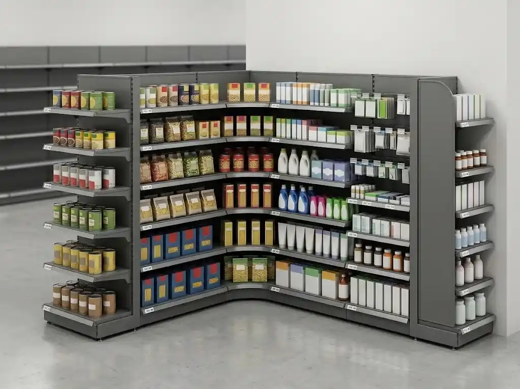 Corner Gondola Shelving for Different Store Projects