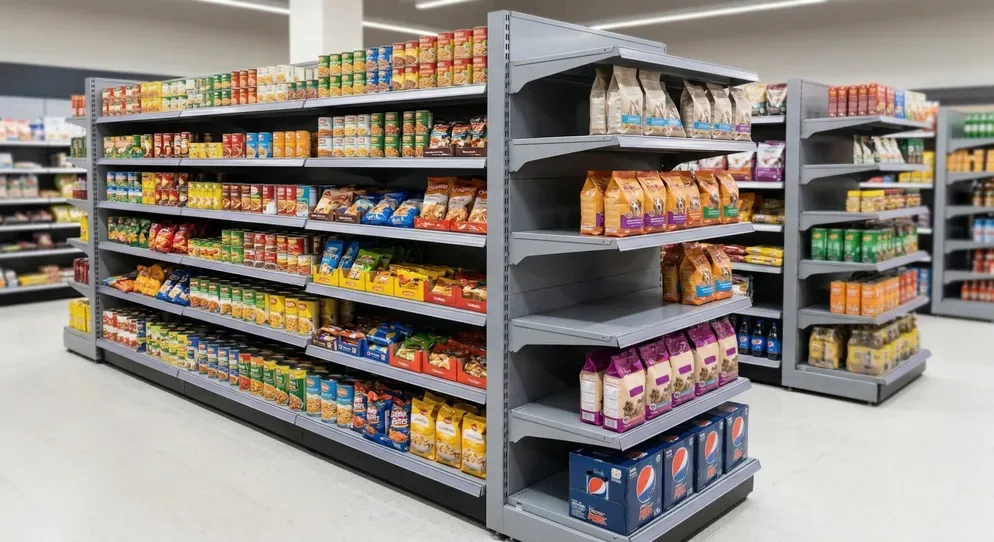 Custom double sided island shelving
