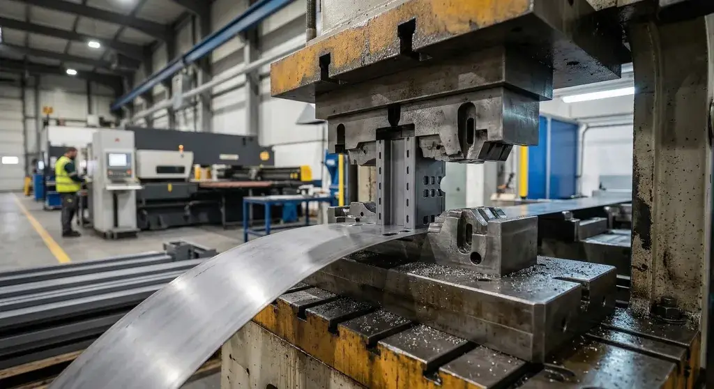 Heavy duty stamping machine punches custom slot patterns for gondola shelf upright posts