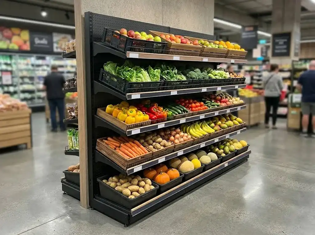 Single Sided Produce Gondola Shelving