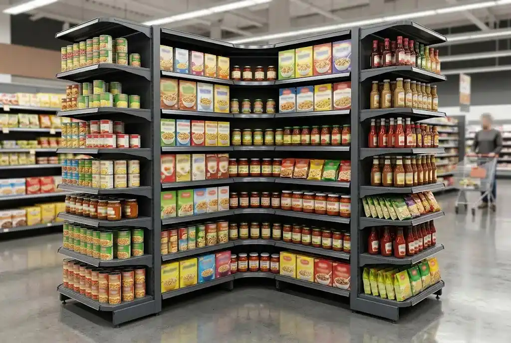 supermarket corner gondola shelving unit