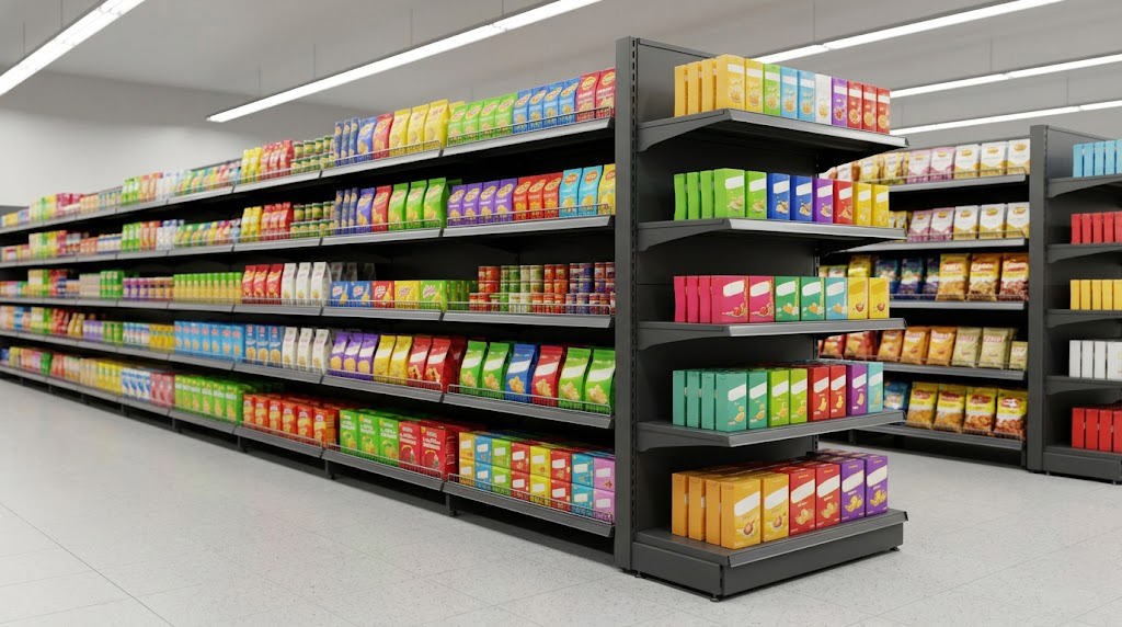 supermarket end cap display shelf unit