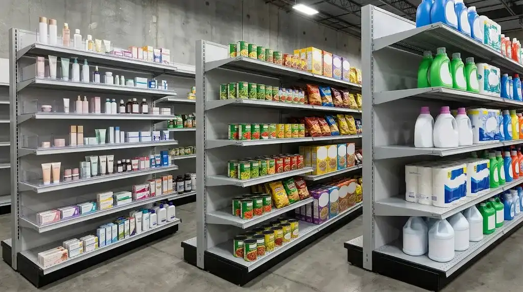 Varying depth single-sided retail shelves