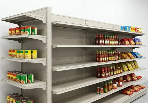 Custom single sided gondola shelving unit